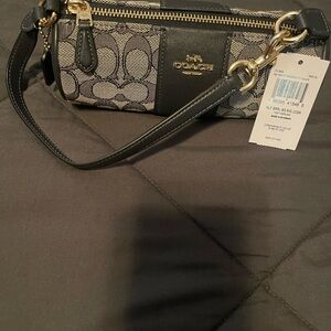 Coach Navy and Gray Wristlet